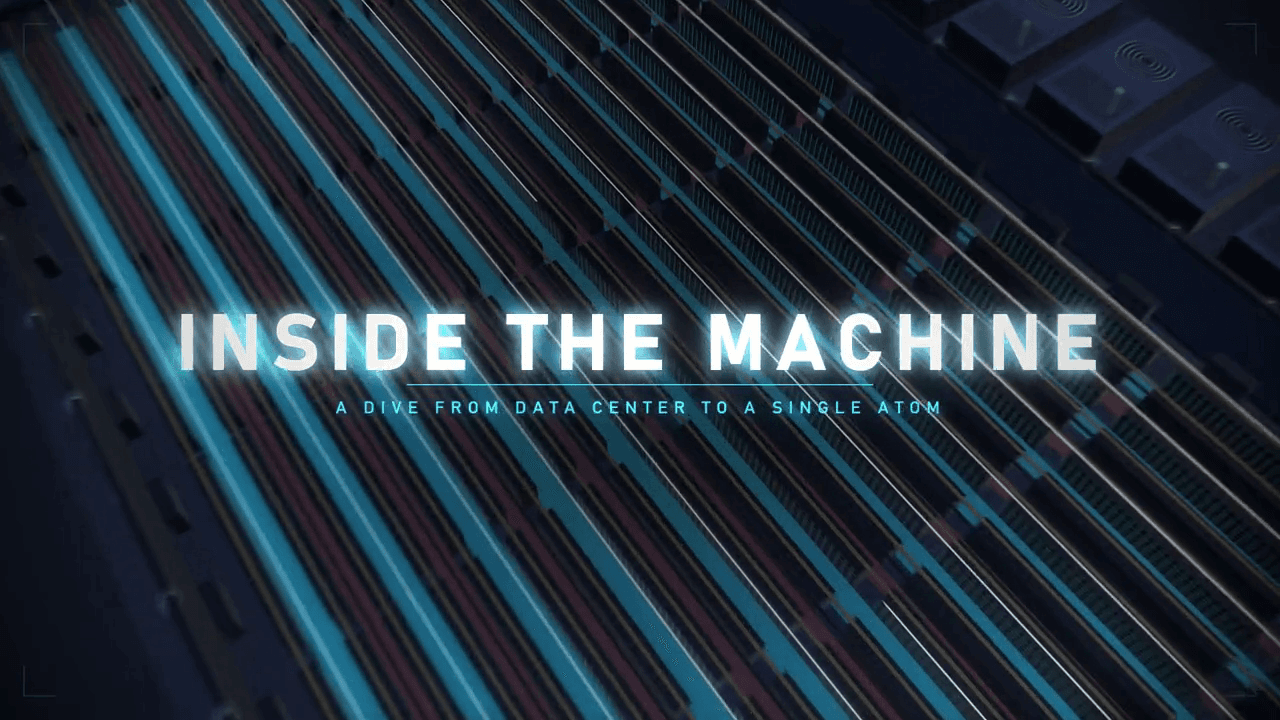 Inside the Machine title over a stylized overhead view of a data center.