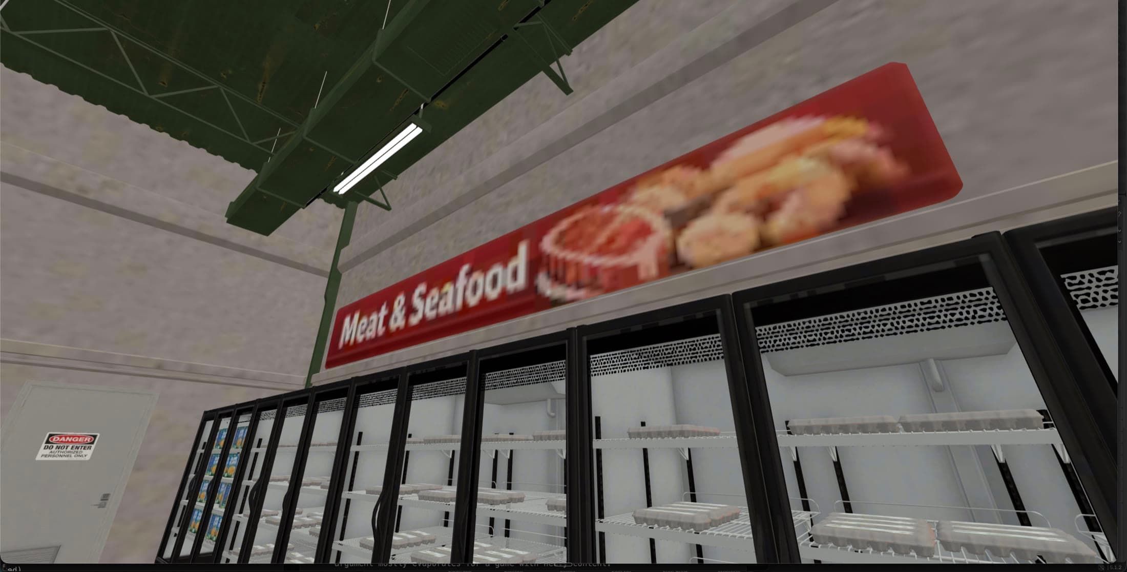 SmashMart v2 premium supermarket freezers and meat and seafood aisle signage